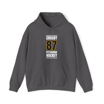 Crosby 87 Pittsburgh Hockey Black Vertical Design Unisex Hooded Sweatshirt