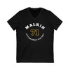 Malkin 71 Pittsburgh Hockey Number Arch Design Unisex V-Neck Tee