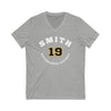 Smith 19 Pittsburgh Hockey Number Arch Design Unisex V-Neck Tee