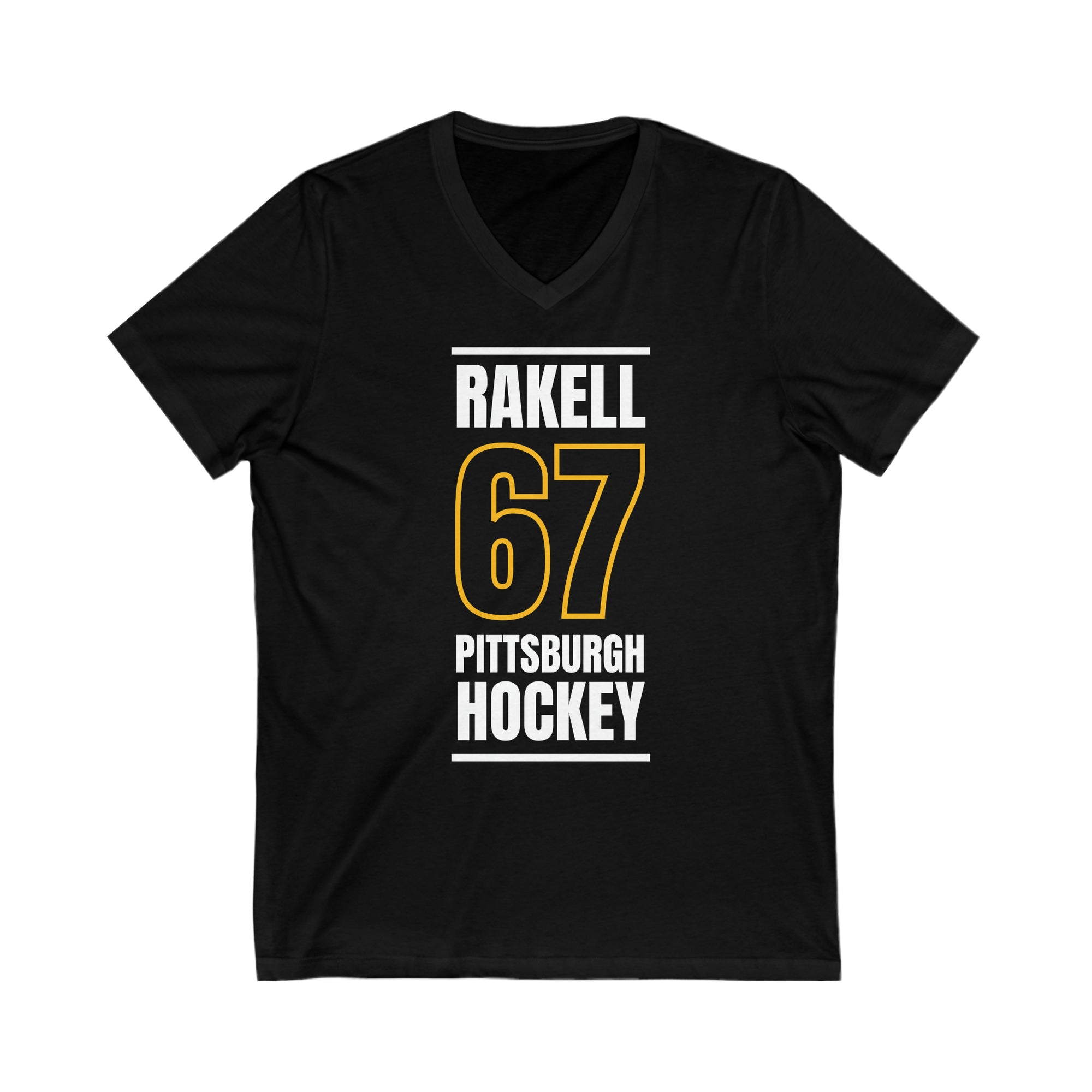 Rakell 67 Pittsburgh Hockey Black Vertical Design Unisex V-Neck Tee