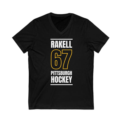 Rakell 67 Pittsburgh Hockey Black Vertical Design Unisex V-Neck Tee