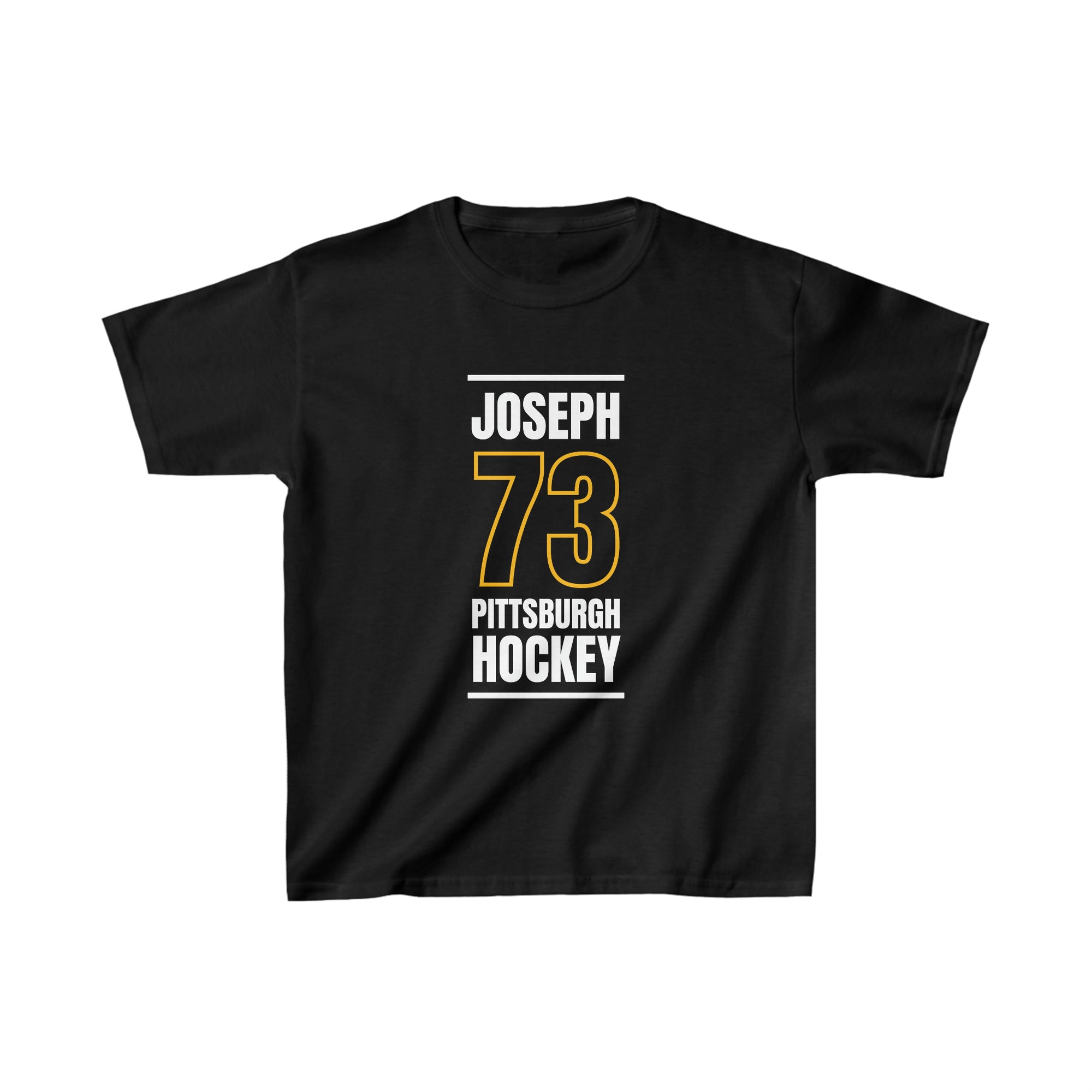Joseph 73 Pittsburgh Hockey Black Vertical Design Kids Tee