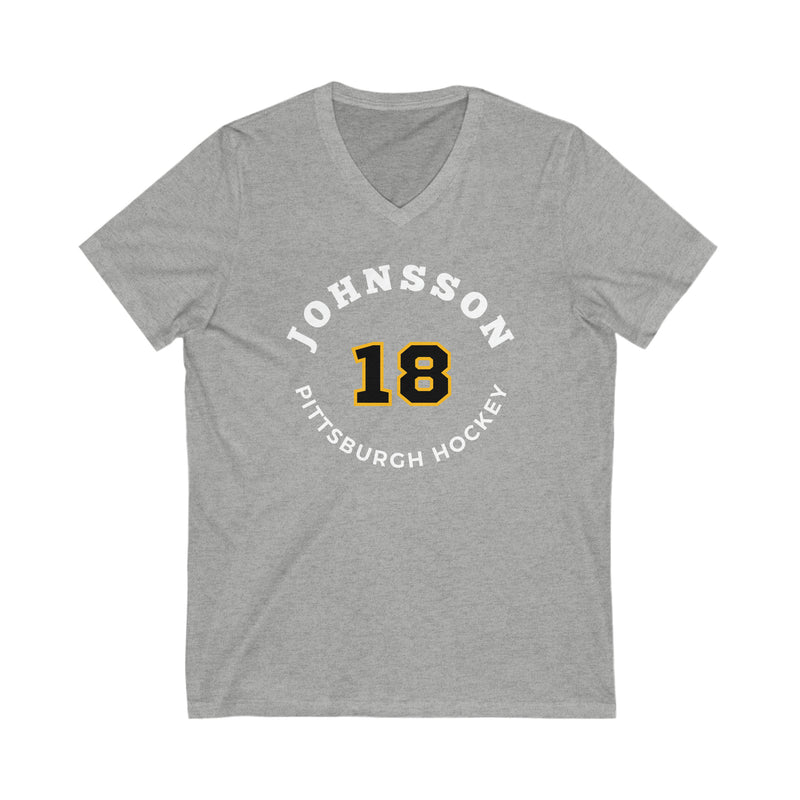 Johnsson 18 Pittsburgh Hockey Number Arch Design Unisex V-Neck Tee