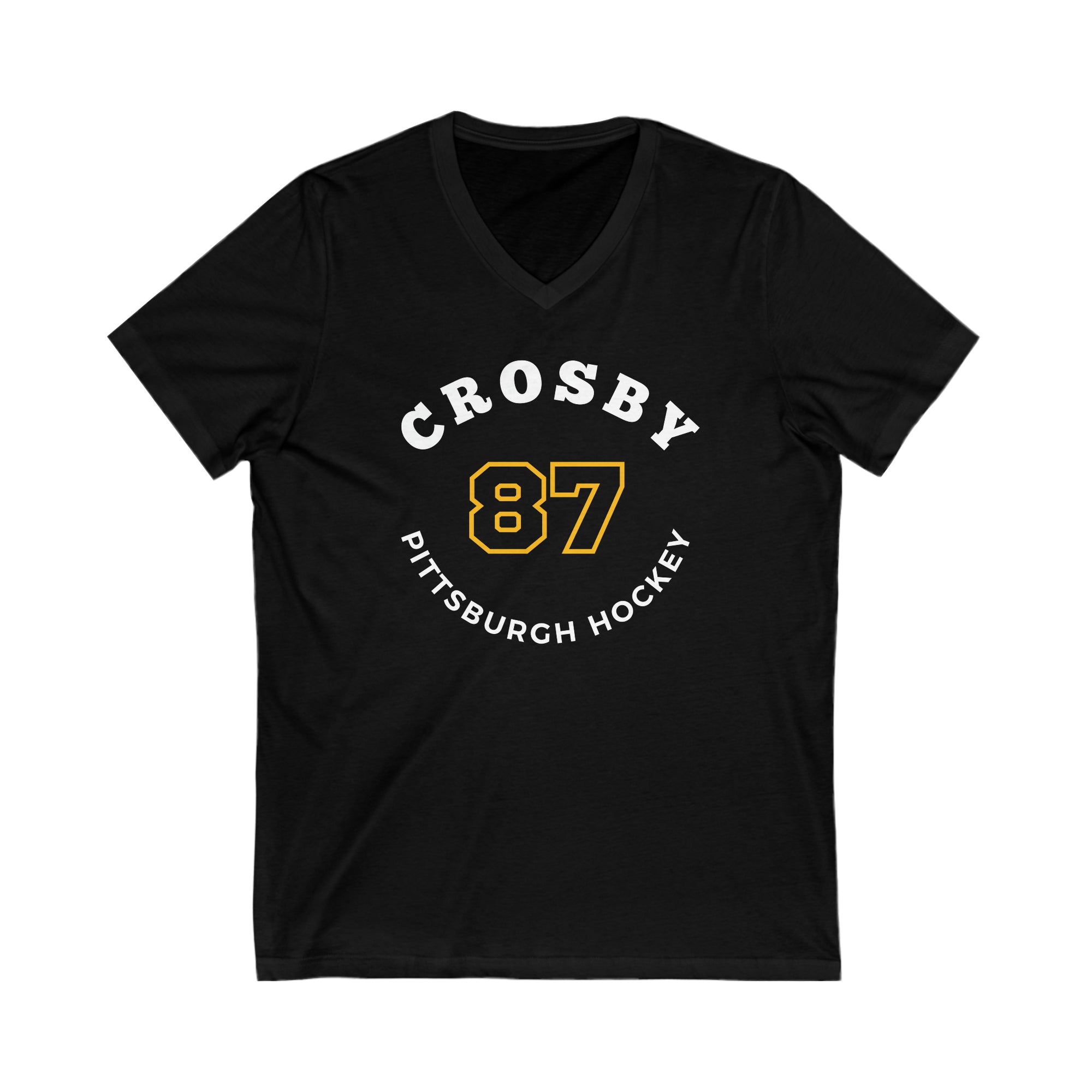 Crosby 87 Pittsburgh Hockey Number Arch Design Unisex V-Neck Tee