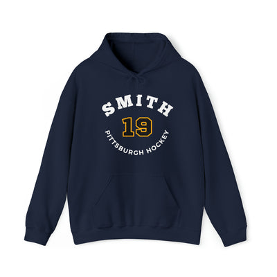 Smith 19 Pittsburgh Hockey Number Arch Design Unisex Hooded Sweatshirt