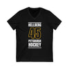 Hellberg 45 Pittsburgh Hockey Black Vertical Design Unisex V-Neck Tee