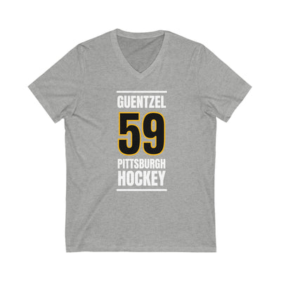 Guentzel 59 Pittsburgh Hockey Black Vertical Design Unisex V-Neck Tee
