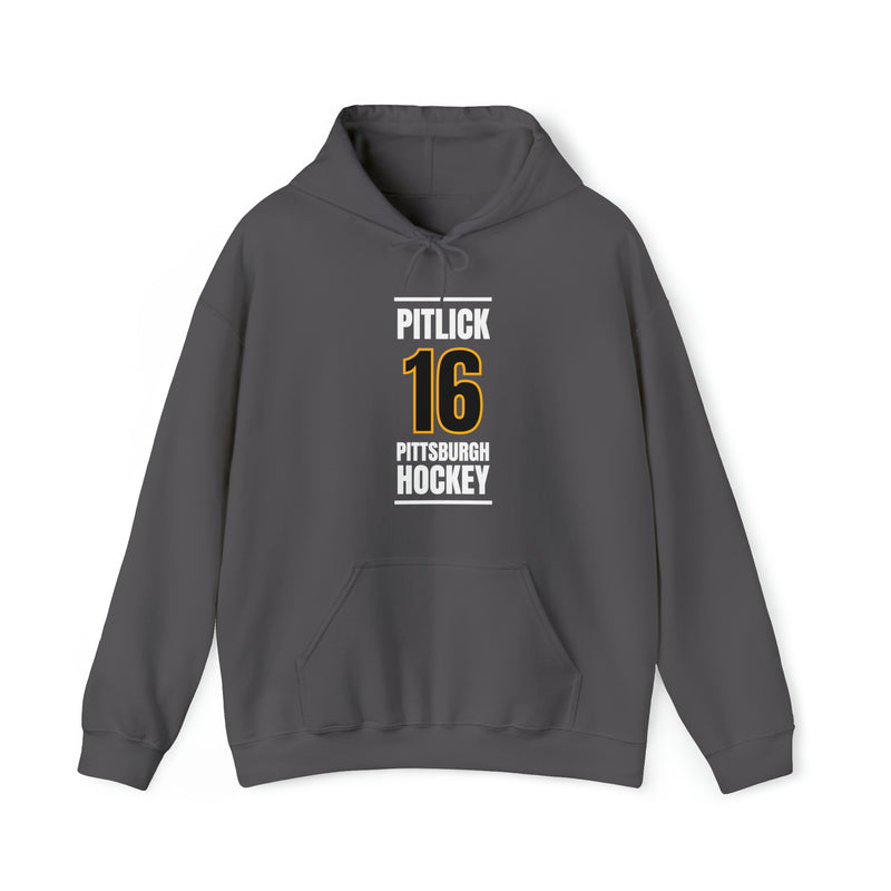 Pitlick 16 Pittsburgh Hockey Black Vertical Design Unisex Hooded Sweatshirt