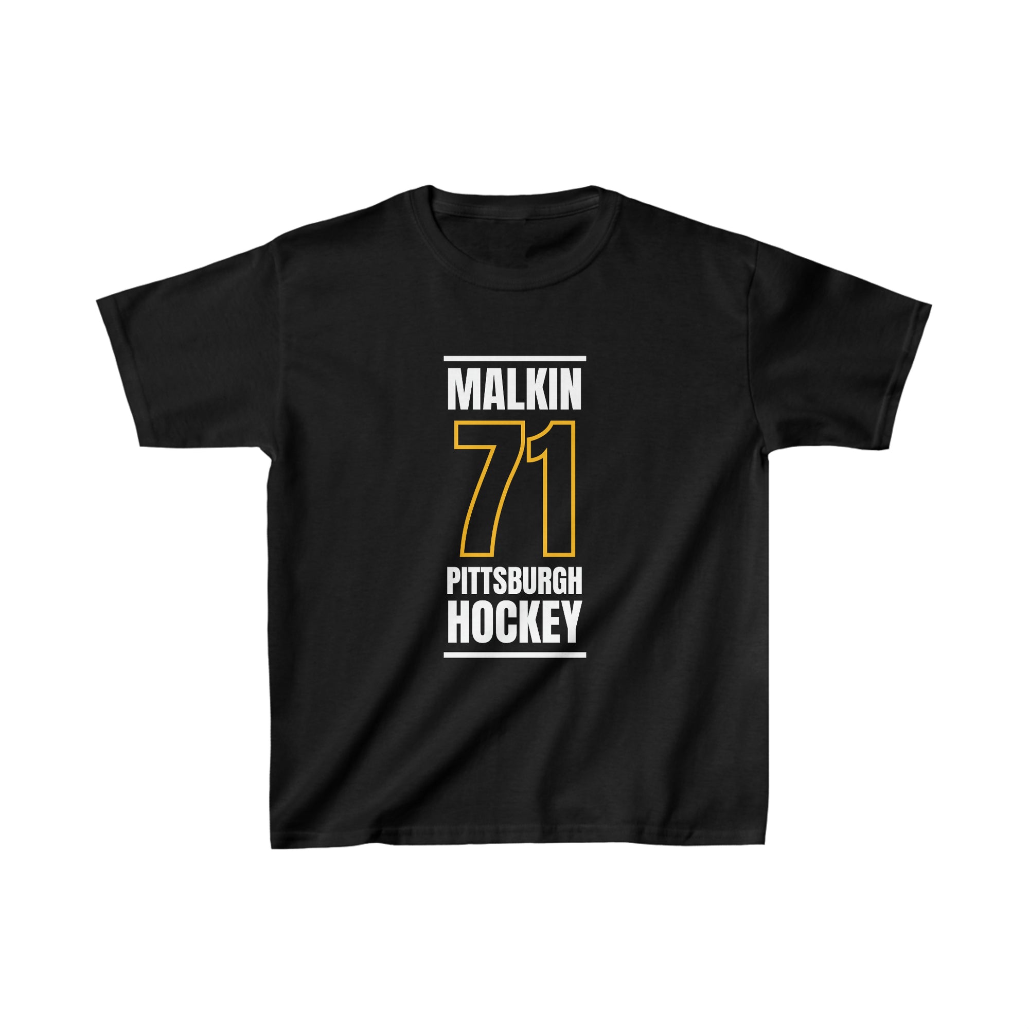 Malkin 71 Pittsburgh Hockey Black Vertical Design Kids Tee