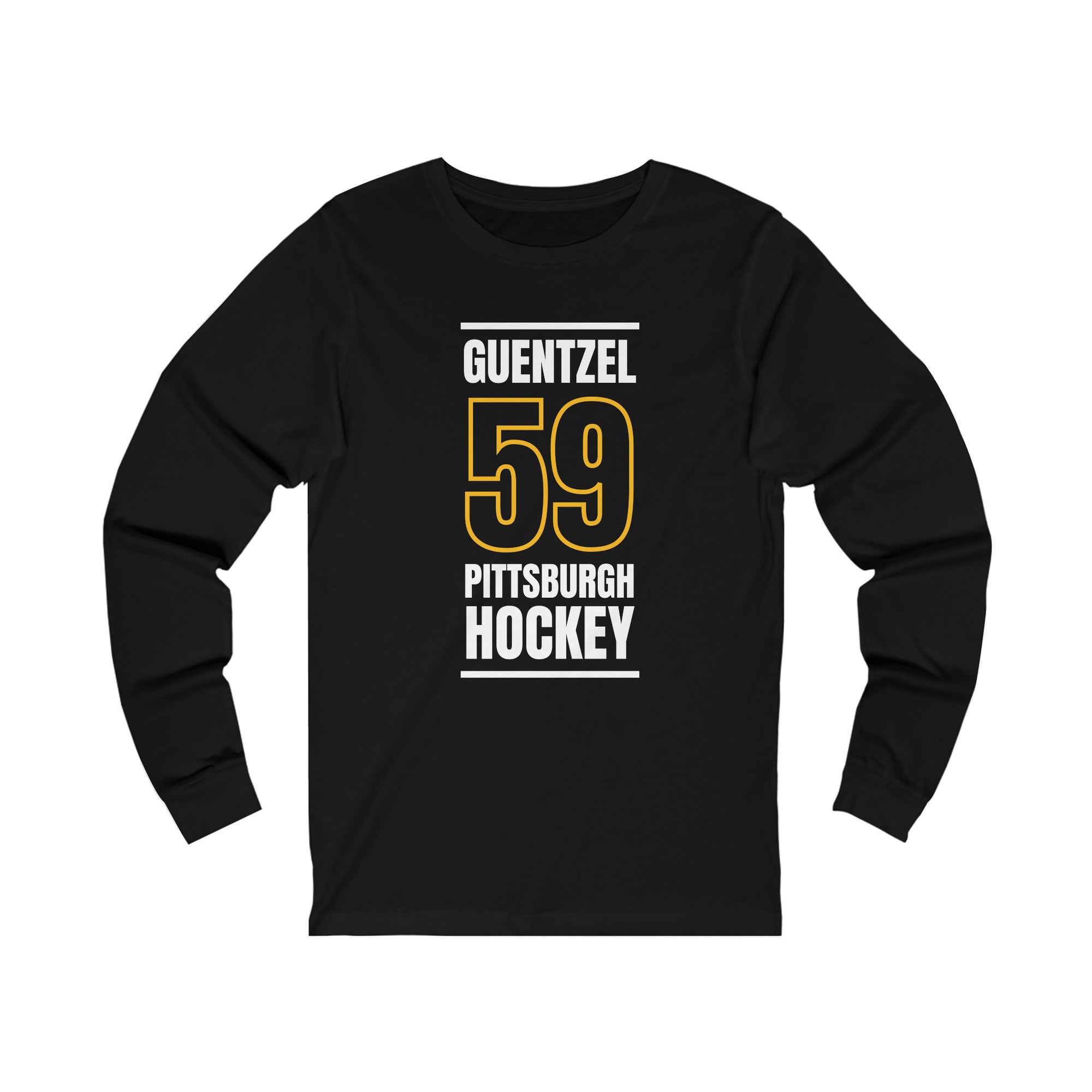 Guentzel 59 Pittsburgh Hockey Black Vertical Design Unisex Jersey Long Sleeve Shirt