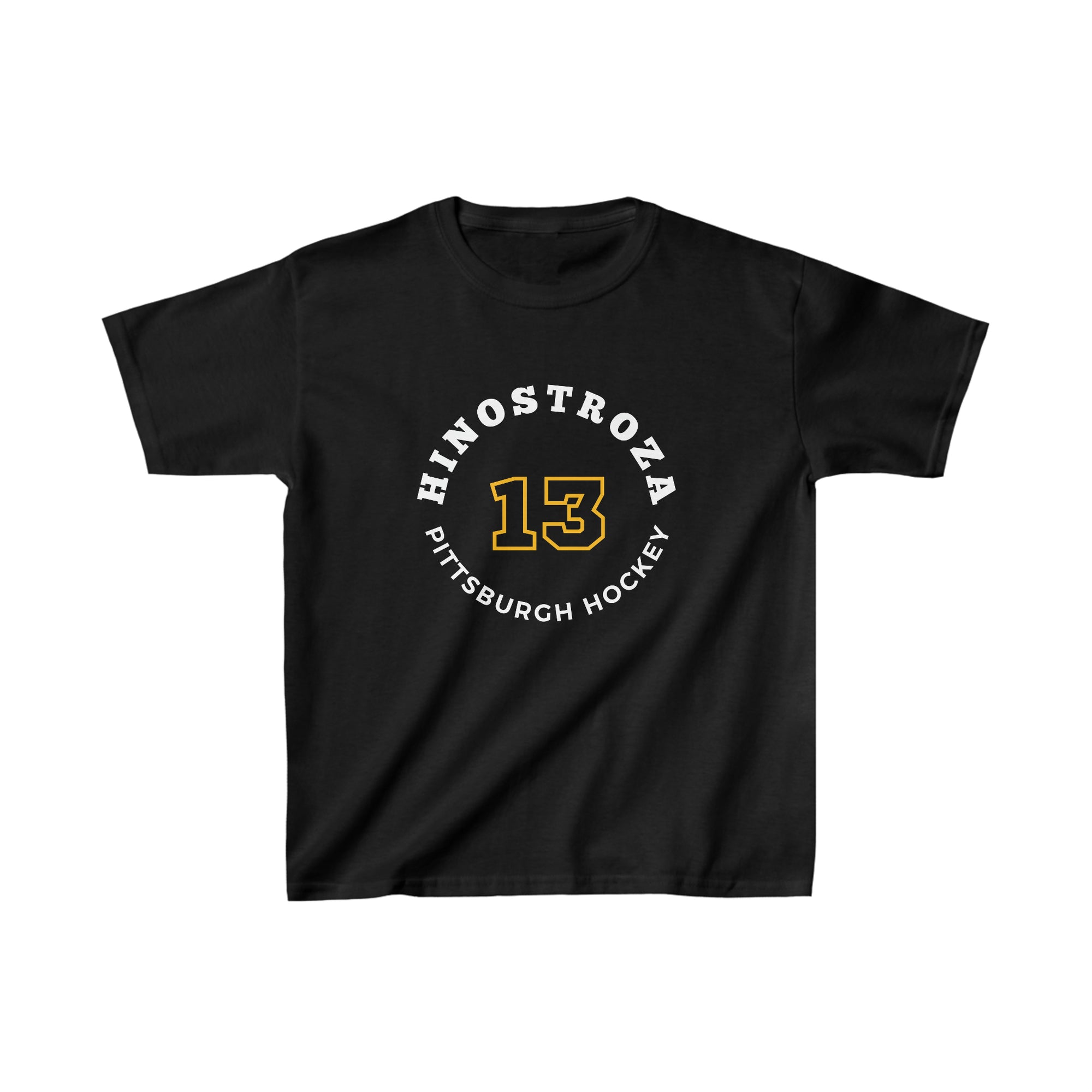 Hinostroza 13 Pittsburgh Hockey Number Arch Design Kids Tee
