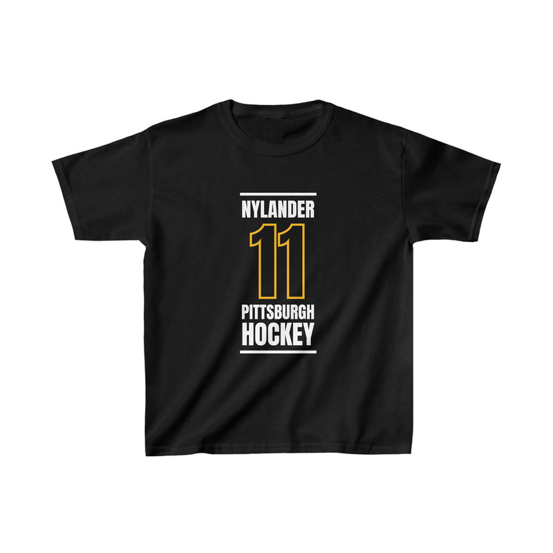 Nylander 11 Pittsburgh Hockey Black Vertical Design Kids Tee