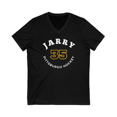Jarry 35 Pittsburgh Hockey Number Arch Design Unisex V-Neck Tee