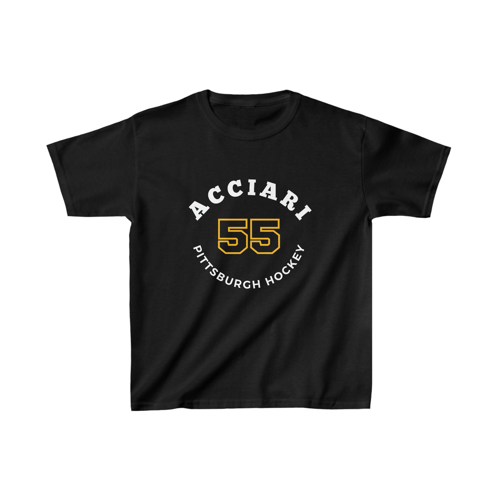 Acciari 55 Pittsburgh Hockey Number Arch Design Kids Tee