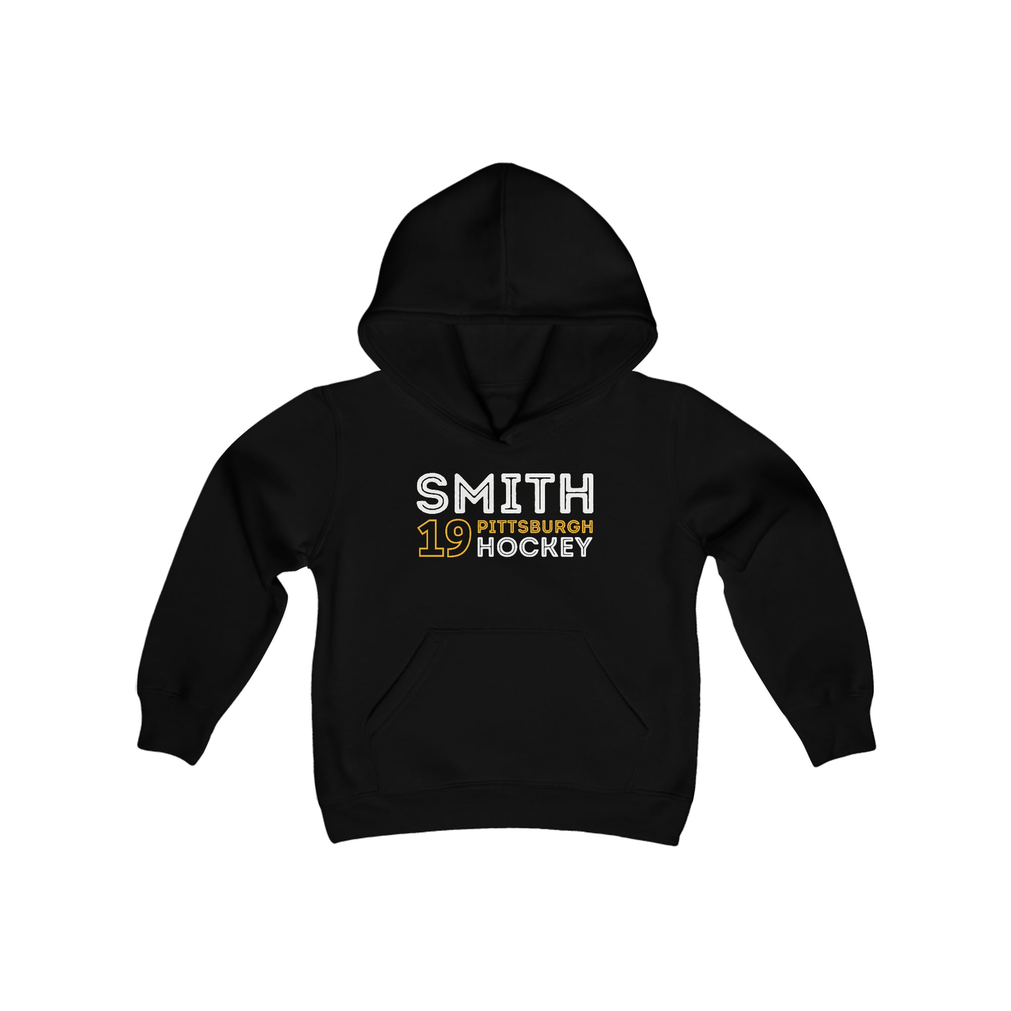 Smith 19 Pittsburgh Hockey Grafitti Wall Design Youth Hooded Sweatshirt