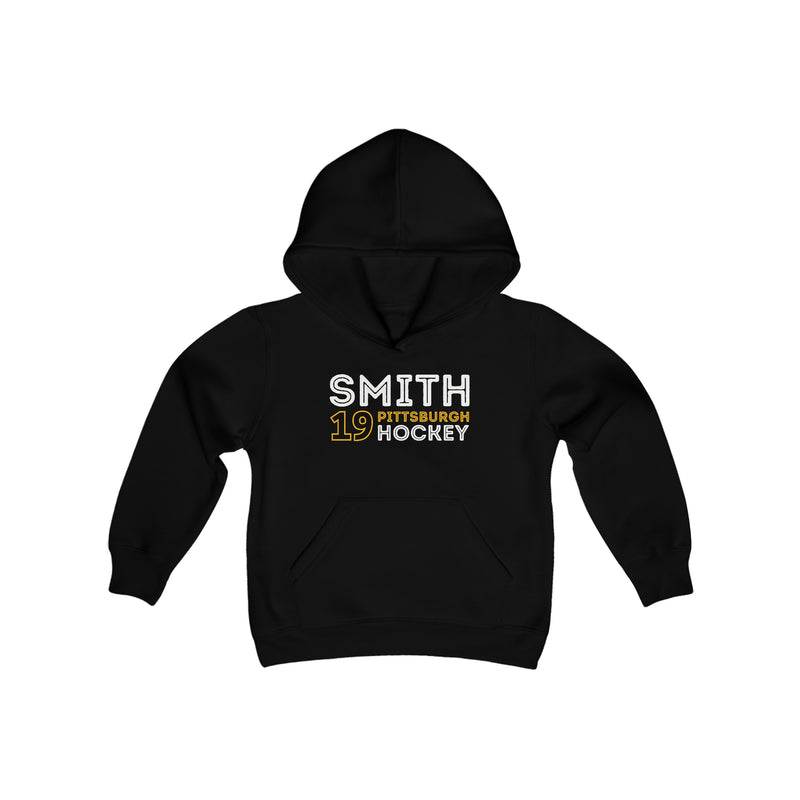 Smith 19 Pittsburgh Hockey Grafitti Wall Design Youth Hooded Sweatshirt