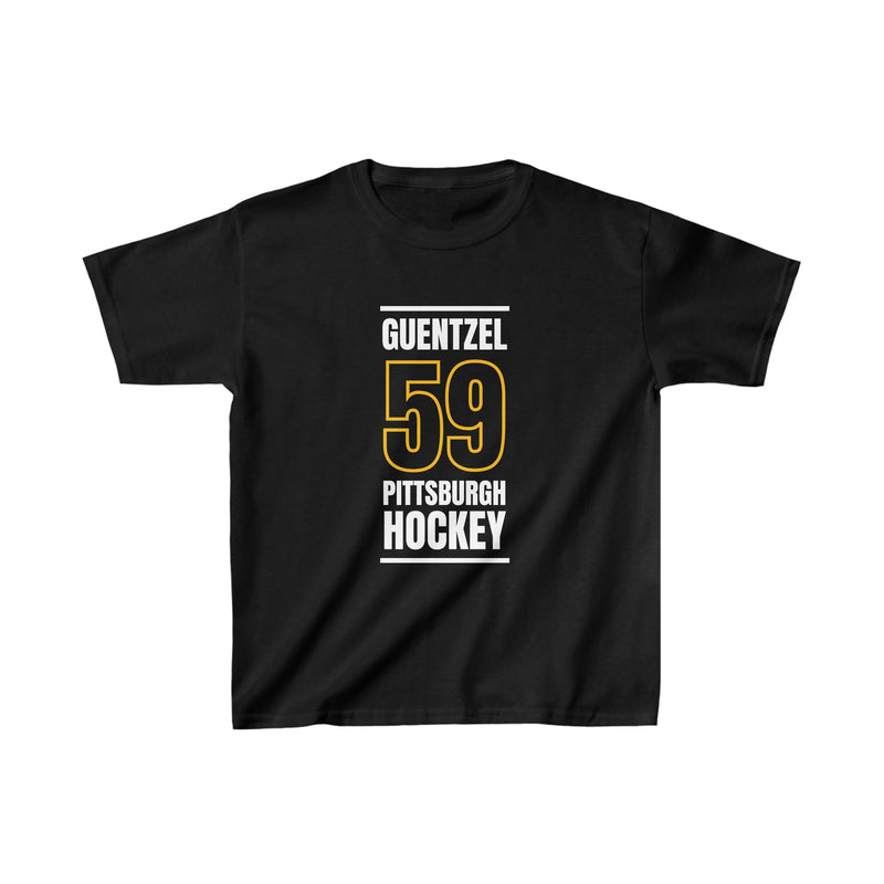 Guentzel 59 Pittsburgh Hockey Black Vertical Design Kids Tee