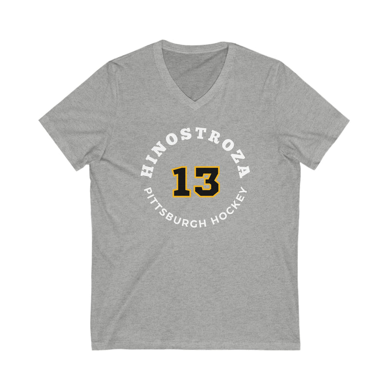 Hinostroza 13 Pittsburgh Hockey Number Arch Design Unisex V-Neck Tee