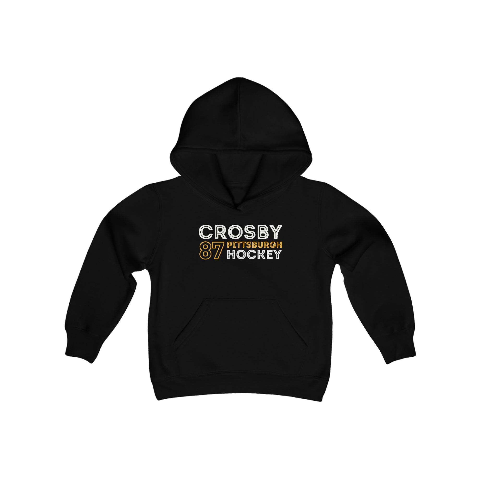 Crosby 87 Pittsburgh Hockey Grafitti Wall Design Youth Hooded Sweatshirt