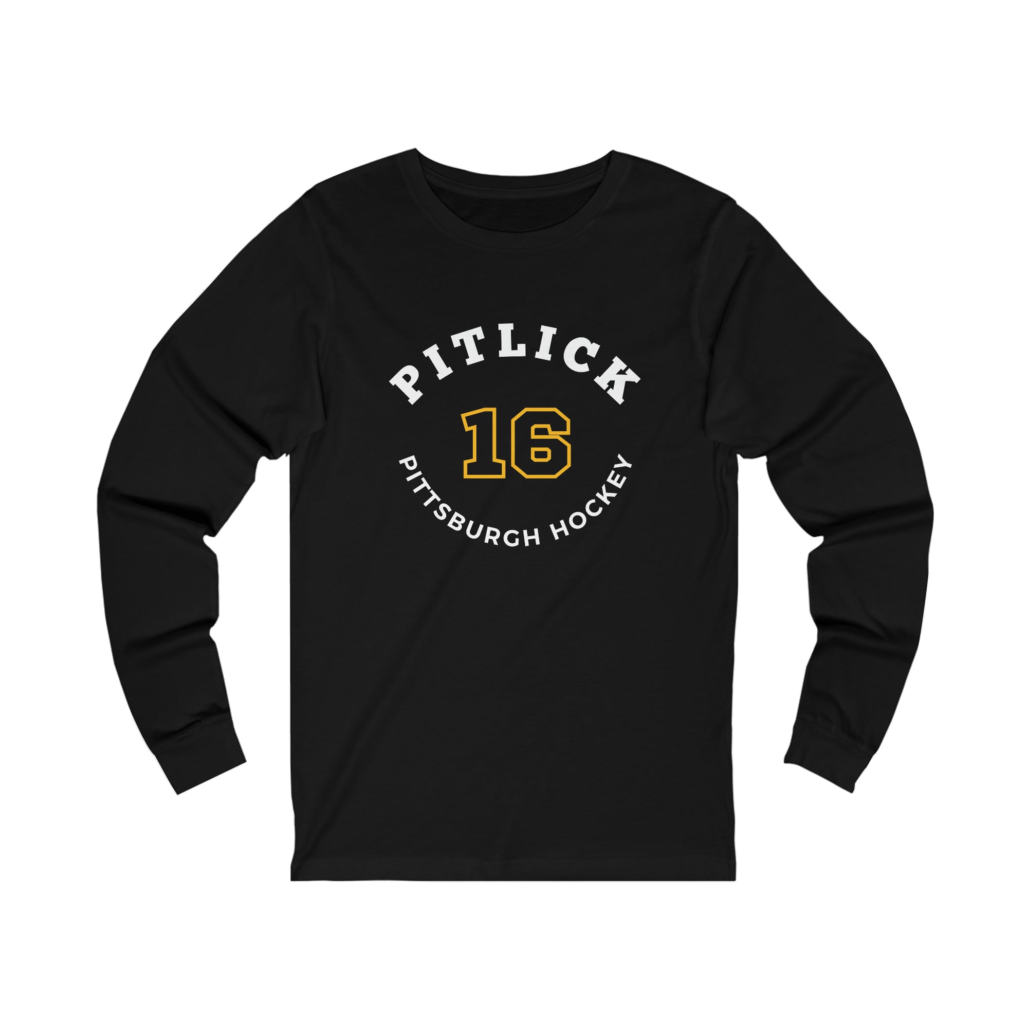 Pitlick 16 Pittsburgh Hockey Number Arch Design Unisex Jersey Long Sleeve Shirt