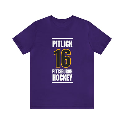 Pitlick 16 Pittsburgh Hockey Black Vertical Design Unisex T-Shirt