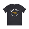 Joseph 73 Pittsburgh Hockey Number Arch Design Unisex T-Shirt