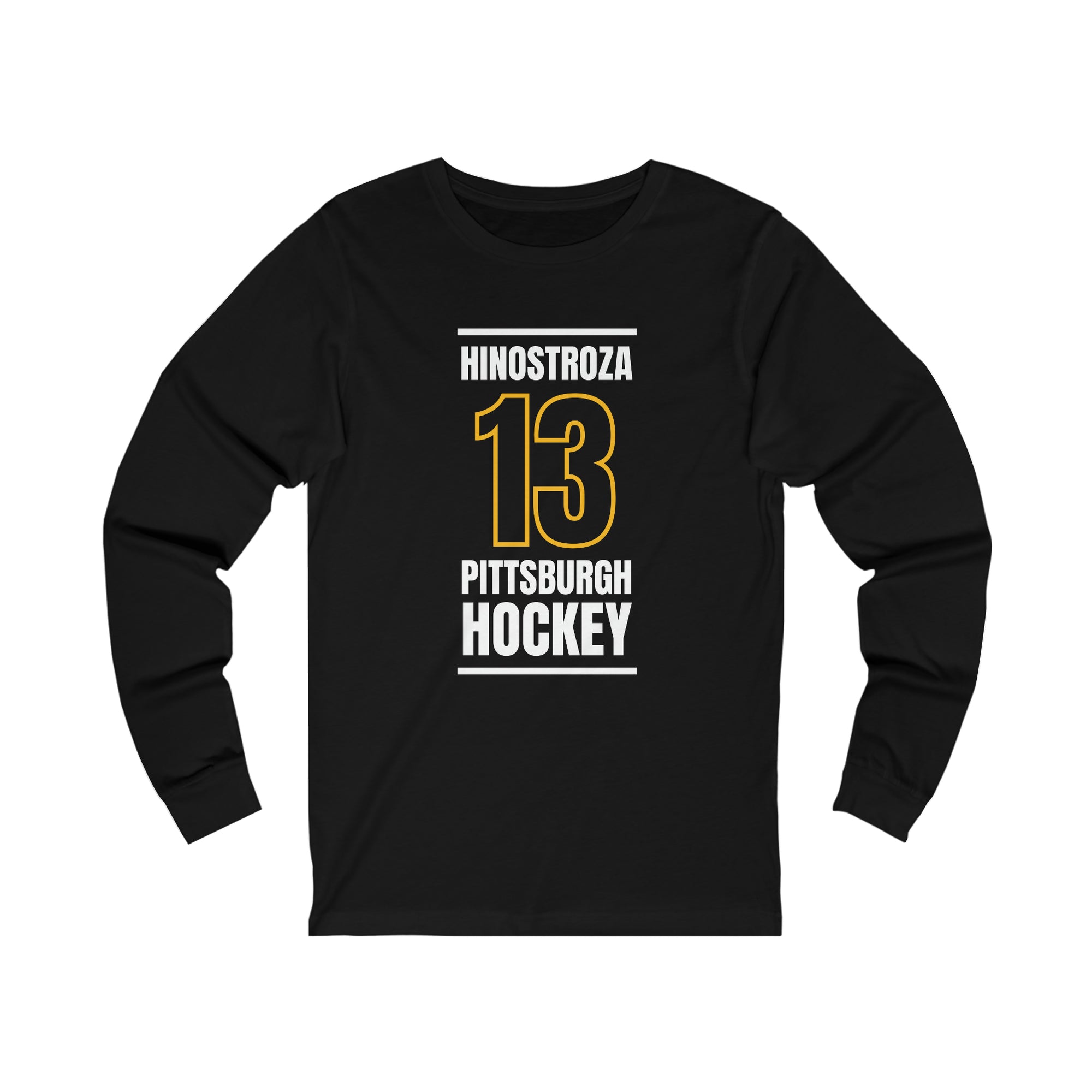 Hinostroza 13 Pittsburgh Hockey Black Vertical Design Unisex Jersey Long Sleeve Shirt