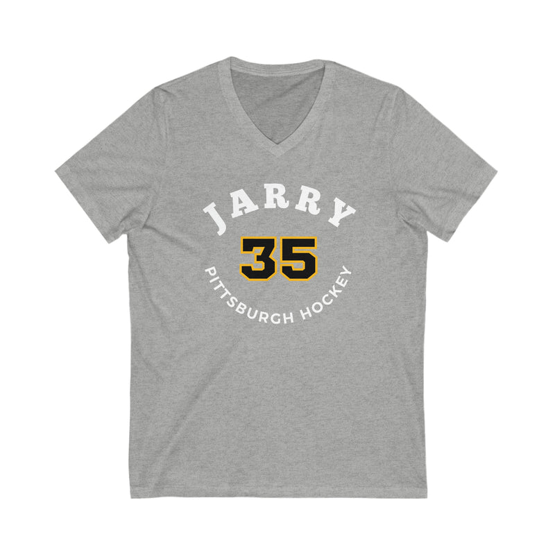 Jarry 35 Pittsburgh Hockey Number Arch Design Unisex V-Neck Tee