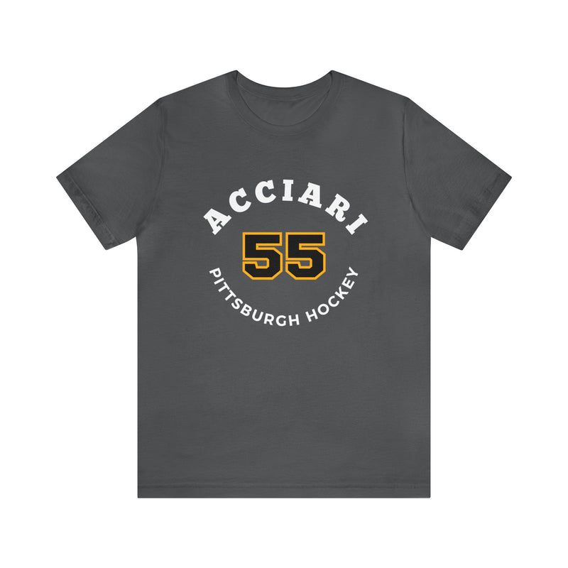 Acciari 55 Pittsburgh Hockey Number Arch Design Unisex T-Shirt