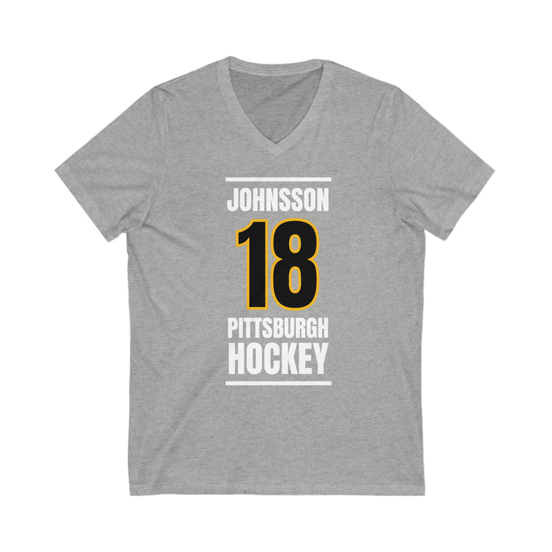 Johnsson 18 Pittsburgh Hockey Black Vertical Design Unisex V-Neck Tee