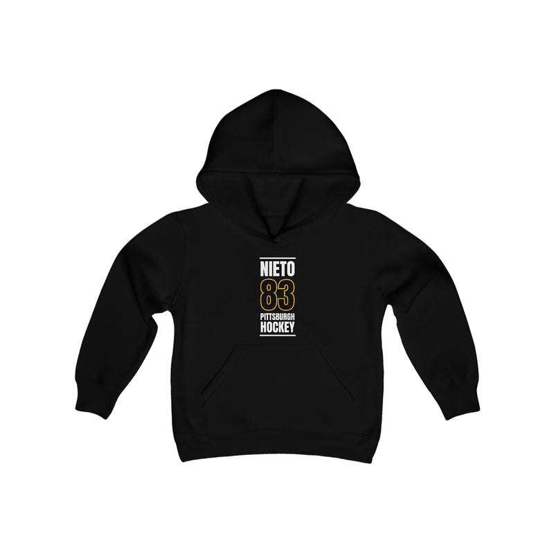 Nieto 83 Pittsburgh Hockey Black Vertical Design Youth Hooded Sweatshirt