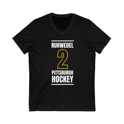 Ruhwedel 2 Pittsburgh Hockey Black Vertical Design Unisex V-Neck Tee