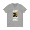 Jarry 35 Pittsburgh Hockey Black Vertical Design Unisex V-Neck Tee