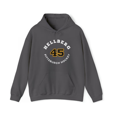 Hellberg 45 Pittsburgh Hockey Number Arch Design Unisex Hooded Sweatshirt