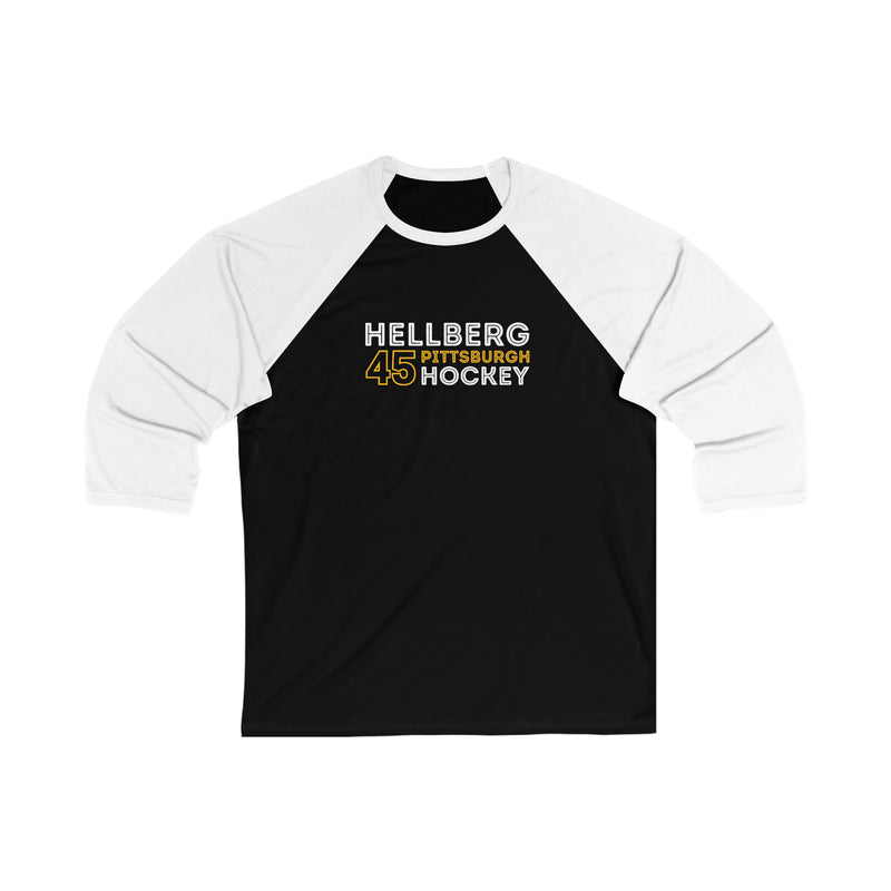 Hellberg 45 Pittsburgh Hockey Grafitti Wall Design Unisex Tri-Blend 3/4 Sleeve Raglan Baseball Shirt