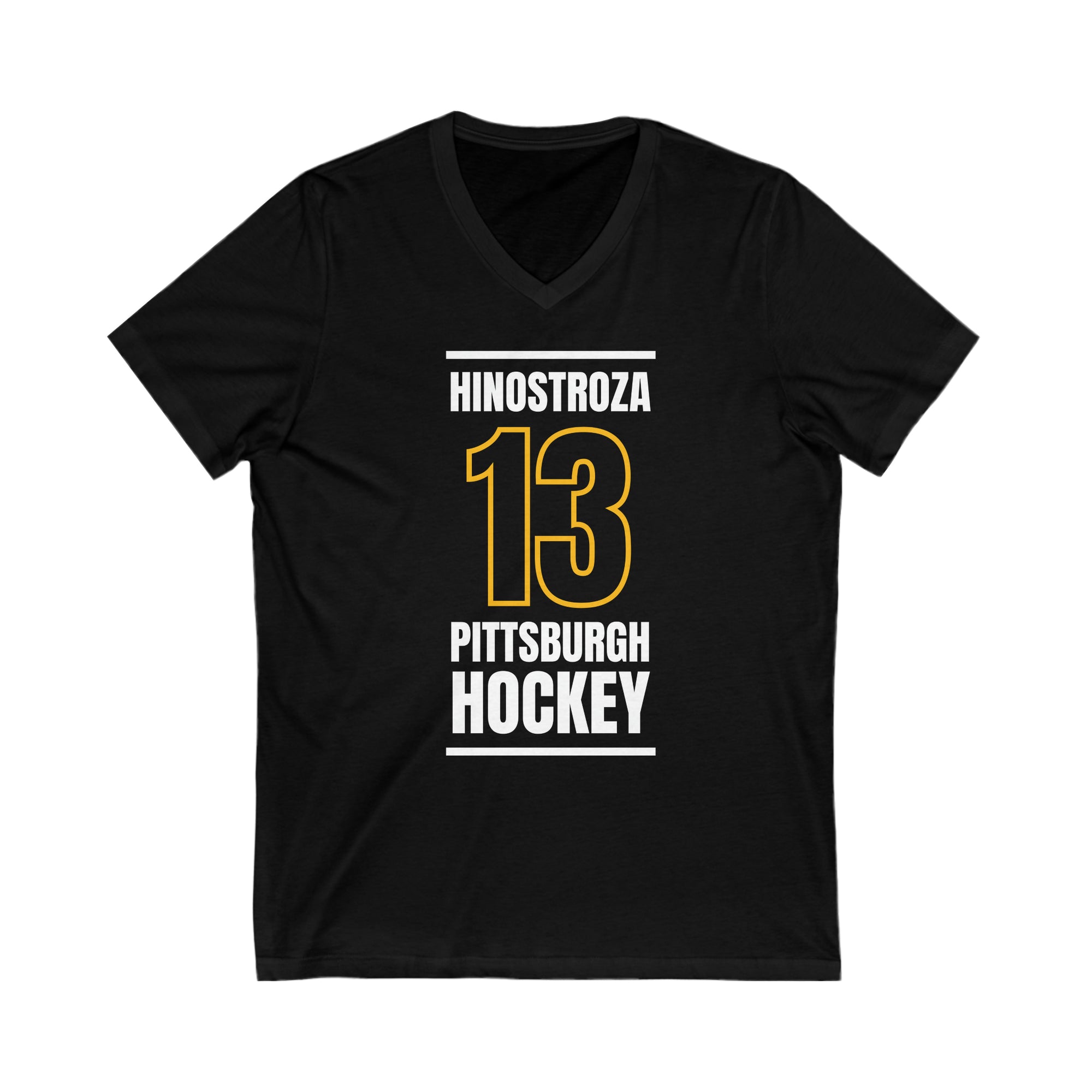 Hinostroza 13 Pittsburgh Hockey Black Vertical Design Unisex V-Neck Tee