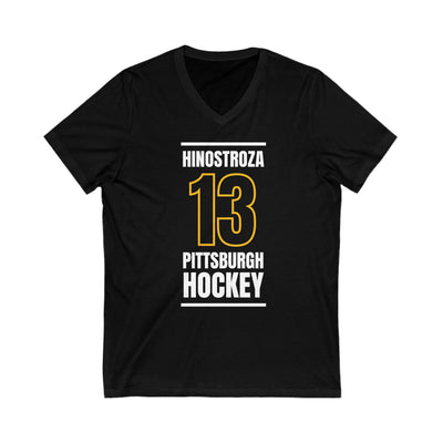 Hinostroza 13 Pittsburgh Hockey Black Vertical Design Unisex V-Neck Tee