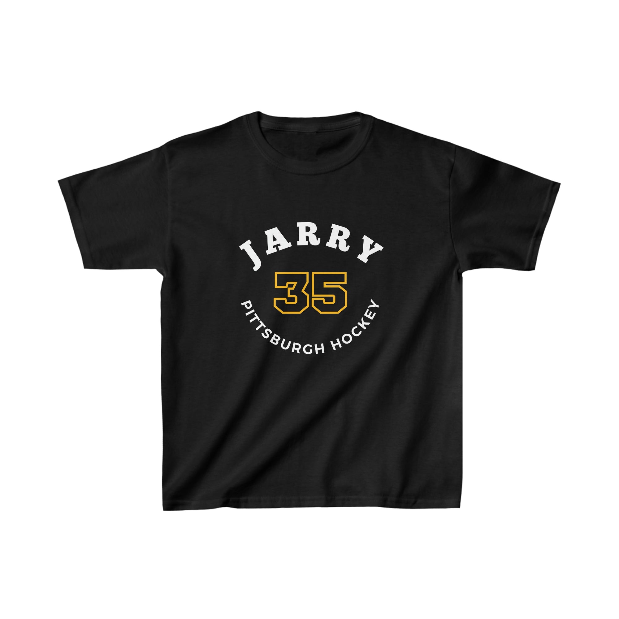 Jarry 35 Pittsburgh Hockey Number Arch Design Kids Tee