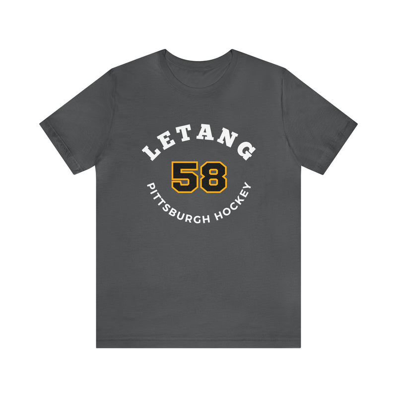 Letang 58 Pittsburgh Hockey Number Arch Design Unisex T-Shirt