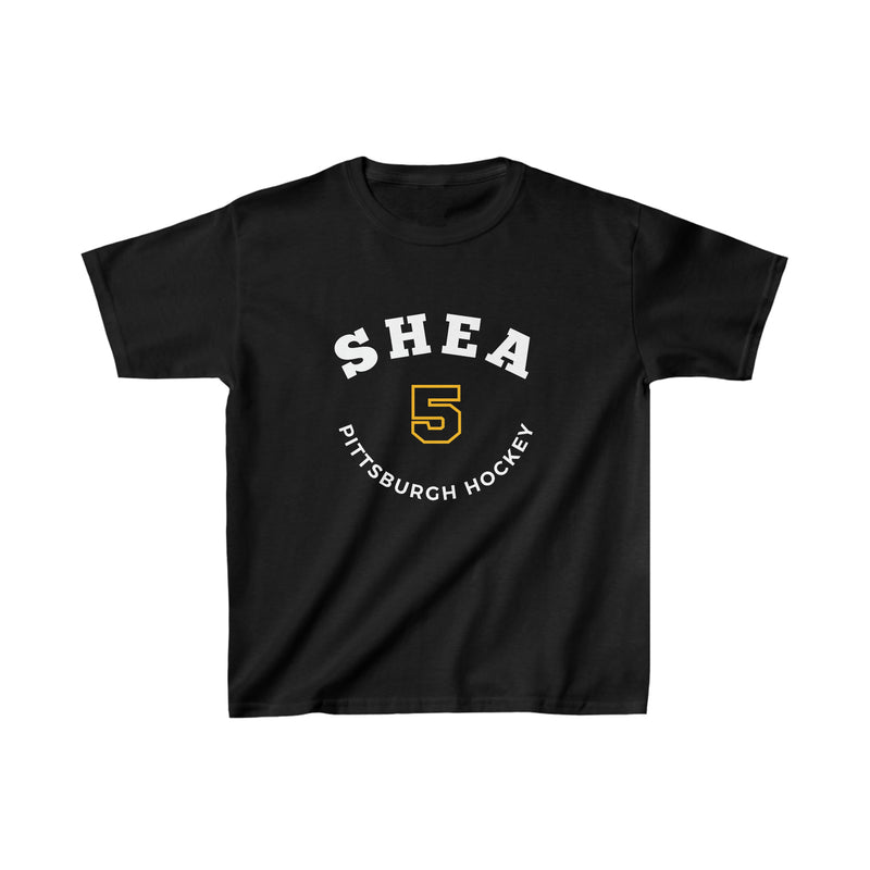 Shea 5 Pittsburgh Hockey Number Arch Design Kids Tee