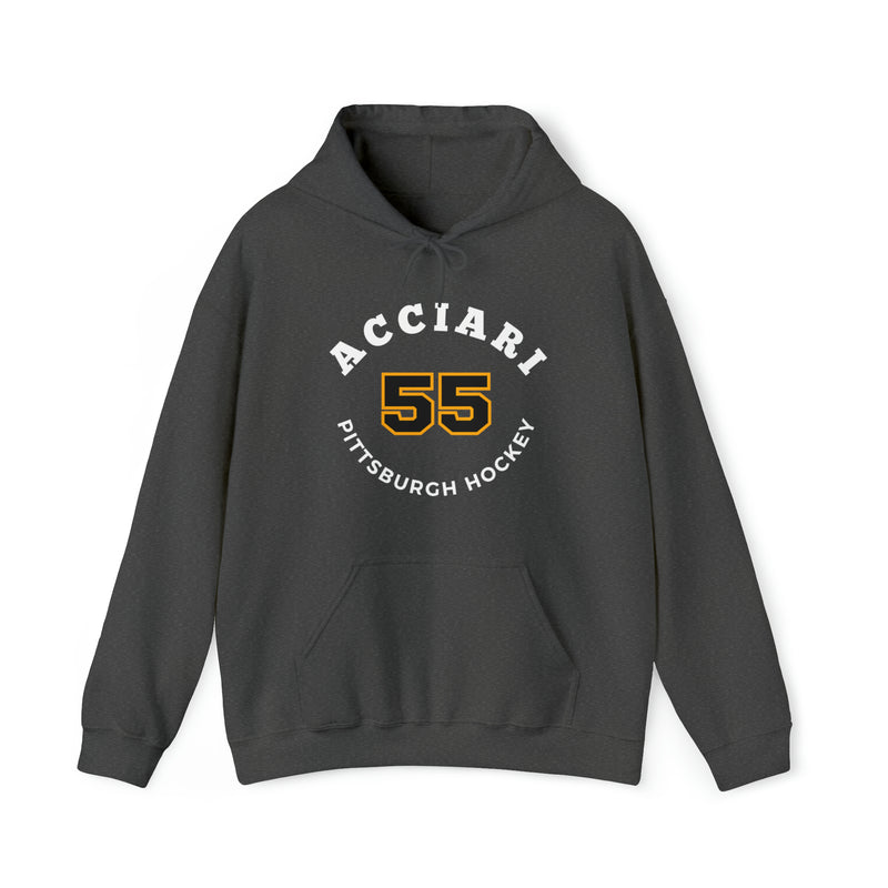 Acciari 55 Pittsburgh Hockey Number Arch Design Unisex Hooded Sweatshirt