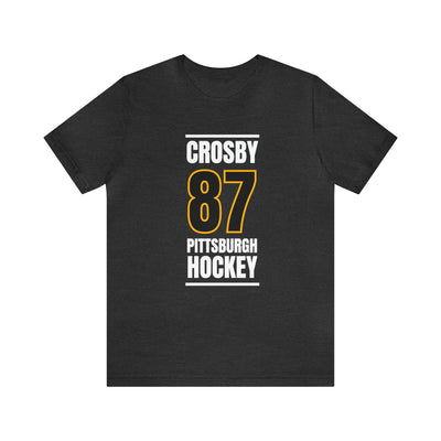 Crosby 87 Pittsburgh Hockey Black Vertical Design Unisex T-Shirt