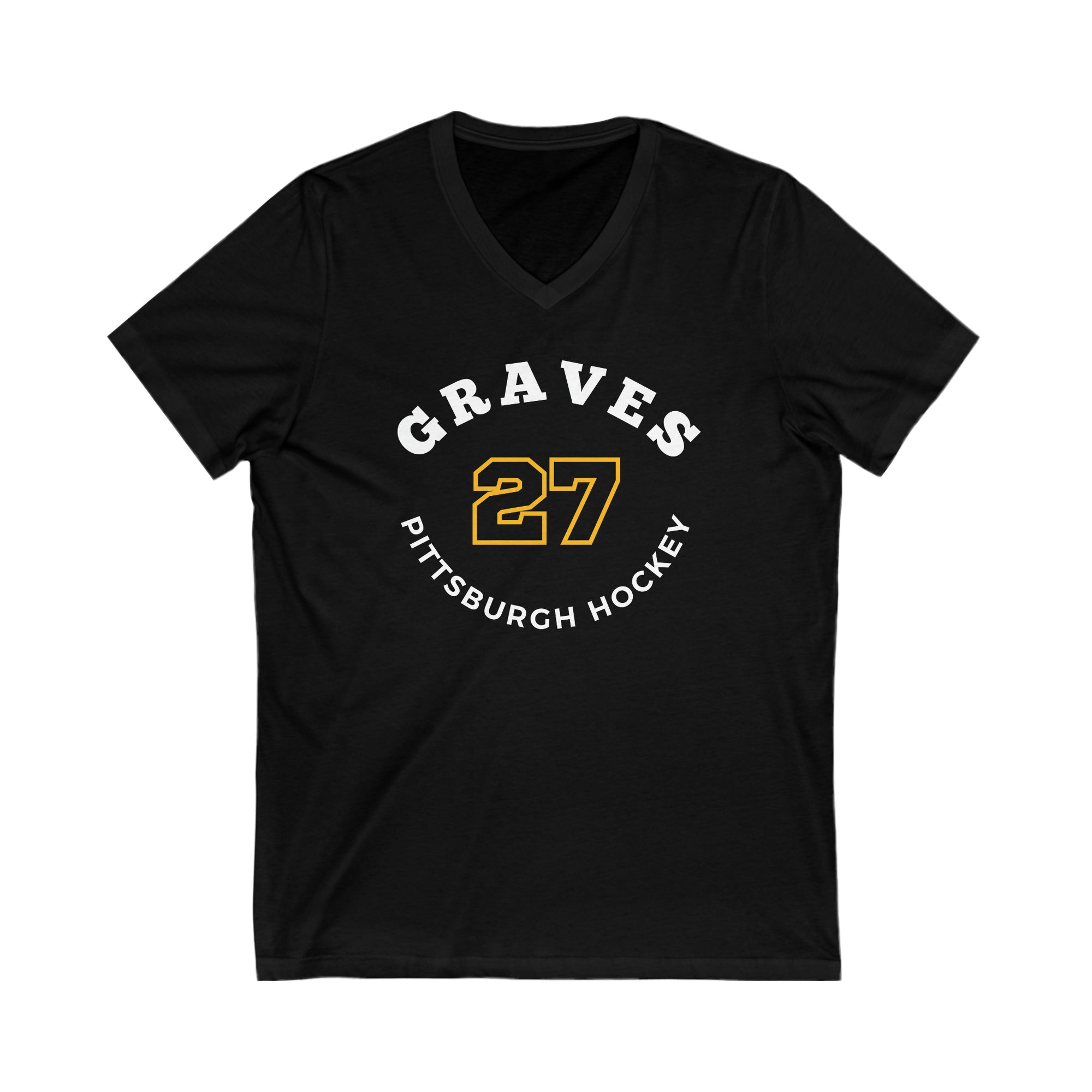 Graves 27 Pittsburgh Hockey Number Arch Design Unisex V-Neck Tee