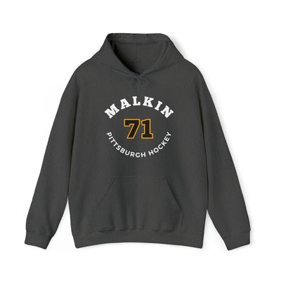 Malkin 71 Pittsburgh Hockey Number Arch Design Unisex Hooded Sweatshirt