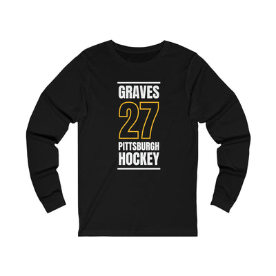 Graves 27 Pittsburgh Hockey Black Vertical Design Unisex Jersey Long Sleeve Shirt
