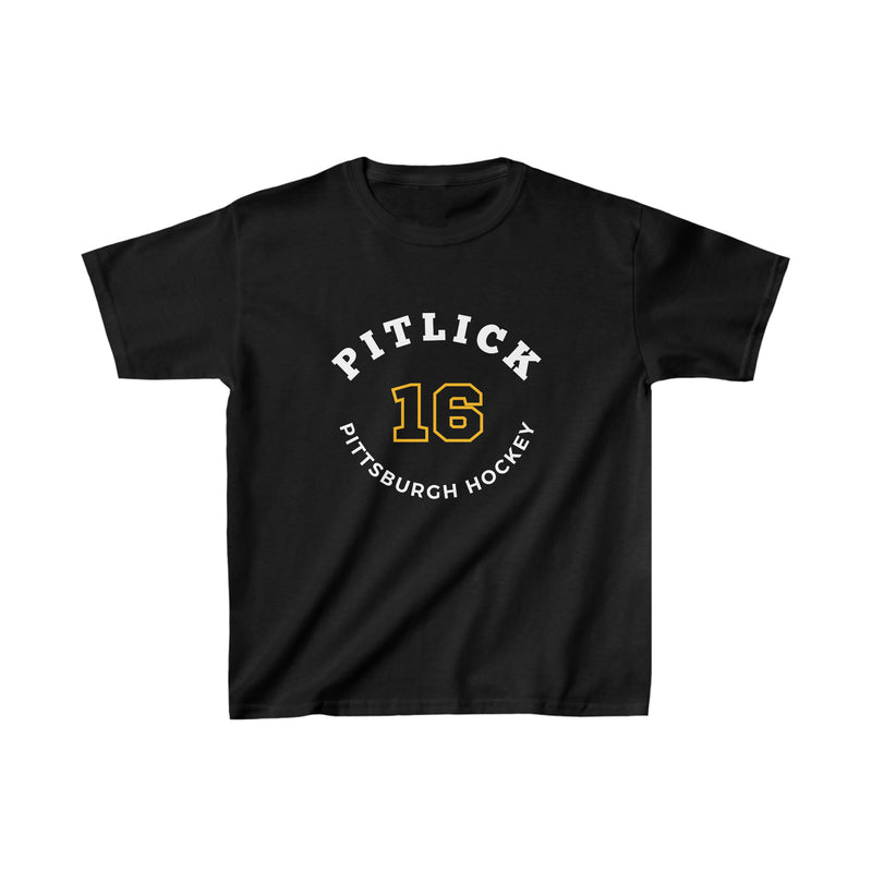 Pitlick 16 Pittsburgh Hockey Number Arch Design Kids Tee