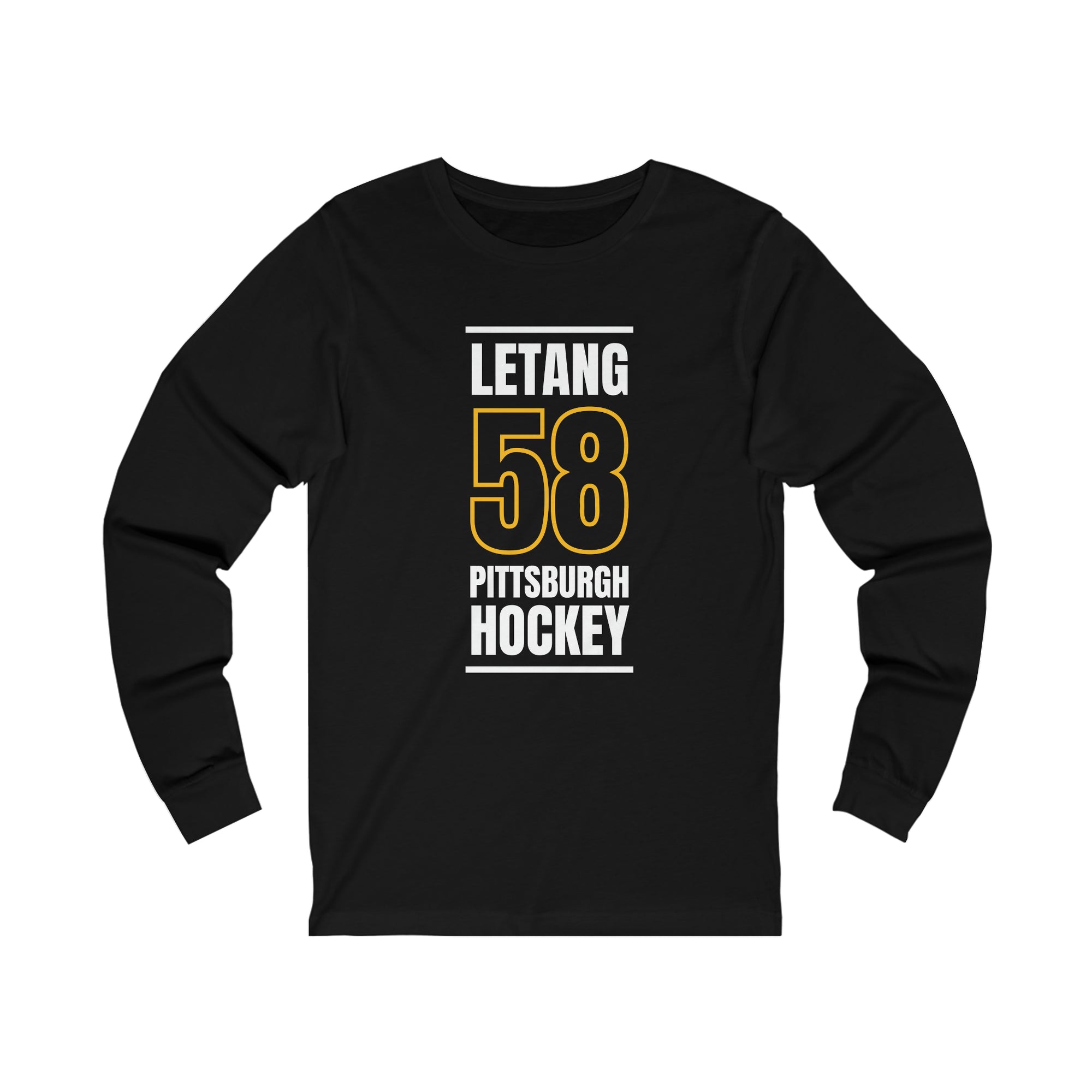 Letang 58 Pittsburgh Hockey Black Vertical Design Unisex Jersey Long Sleeve Shirt