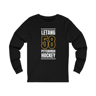 Letang 58 Pittsburgh Hockey Black Vertical Design Unisex Jersey Long Sleeve Shirt