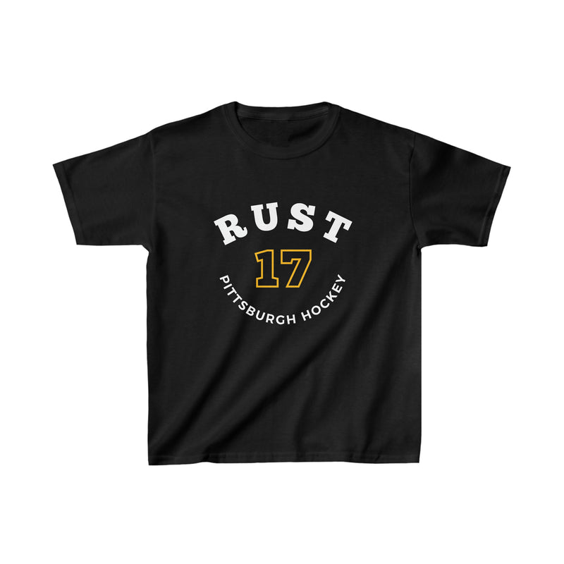 Rust 17 Pittsburgh Hockey Number Arch Design Kids Tee
