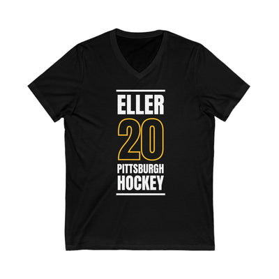 Eller 20 Pittsburgh Hockey Black Vertical Design Unisex V-Neck Tee